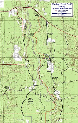 Big Thicket North topographic trail map at 1:24,000 scale